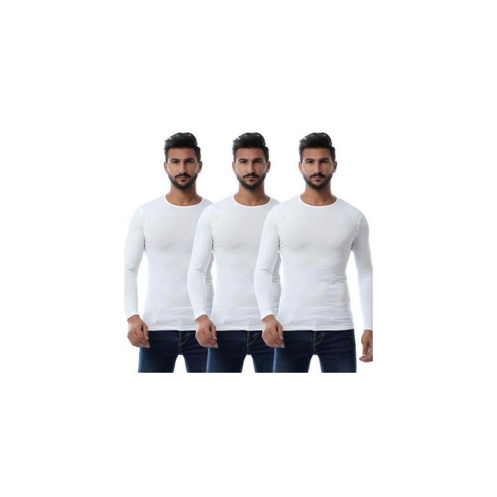 دايس - (3) فانله كم استريتش رجالي - ابيض