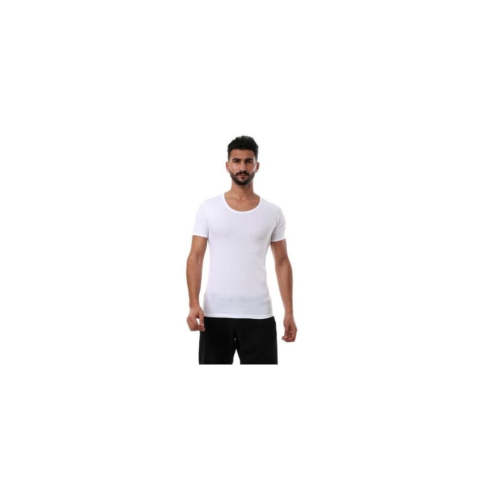 طقم تي شيرت نص كم من قطن 100% - أبيض